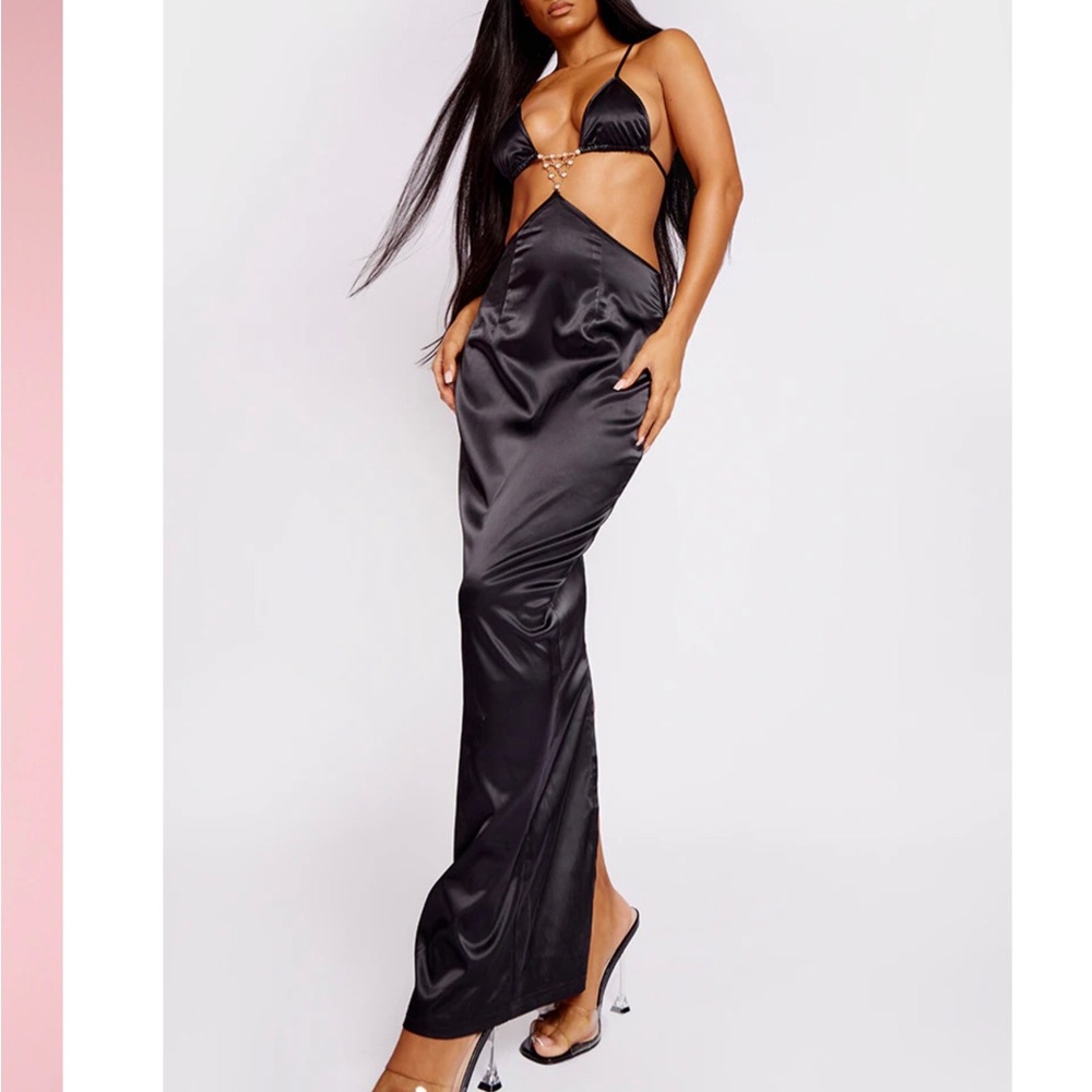 Elegant Black Satin Dress